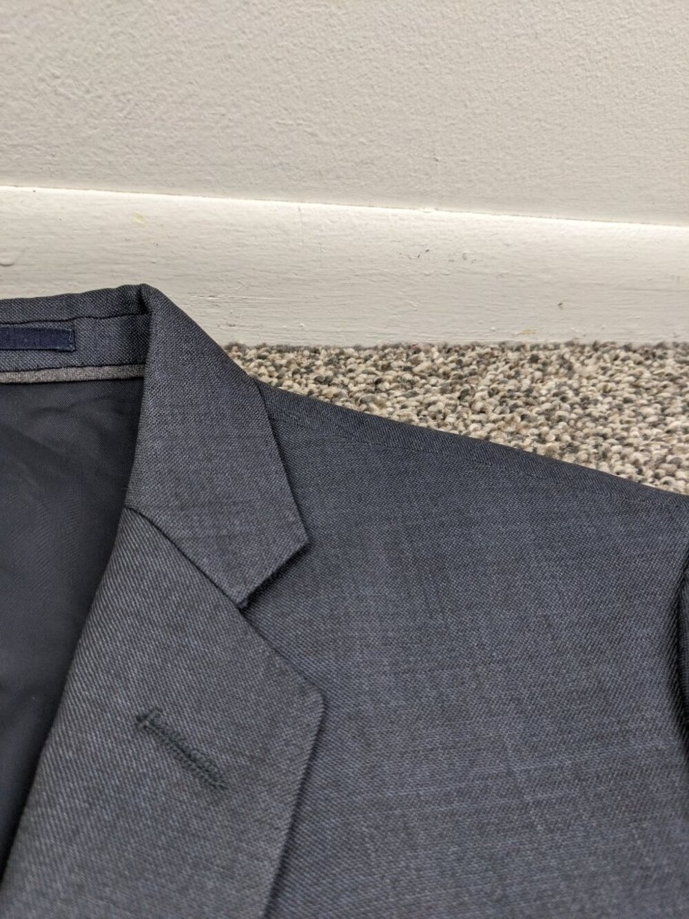 J Crew 36S Ludlow Slim Fit Italian Wool Sharkskin Blue Sport Coat Suit Jacket - Picture 3 of 11